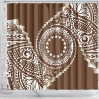 Cook Islands Gospel Day Shower Curtain Brown Tribal Curves