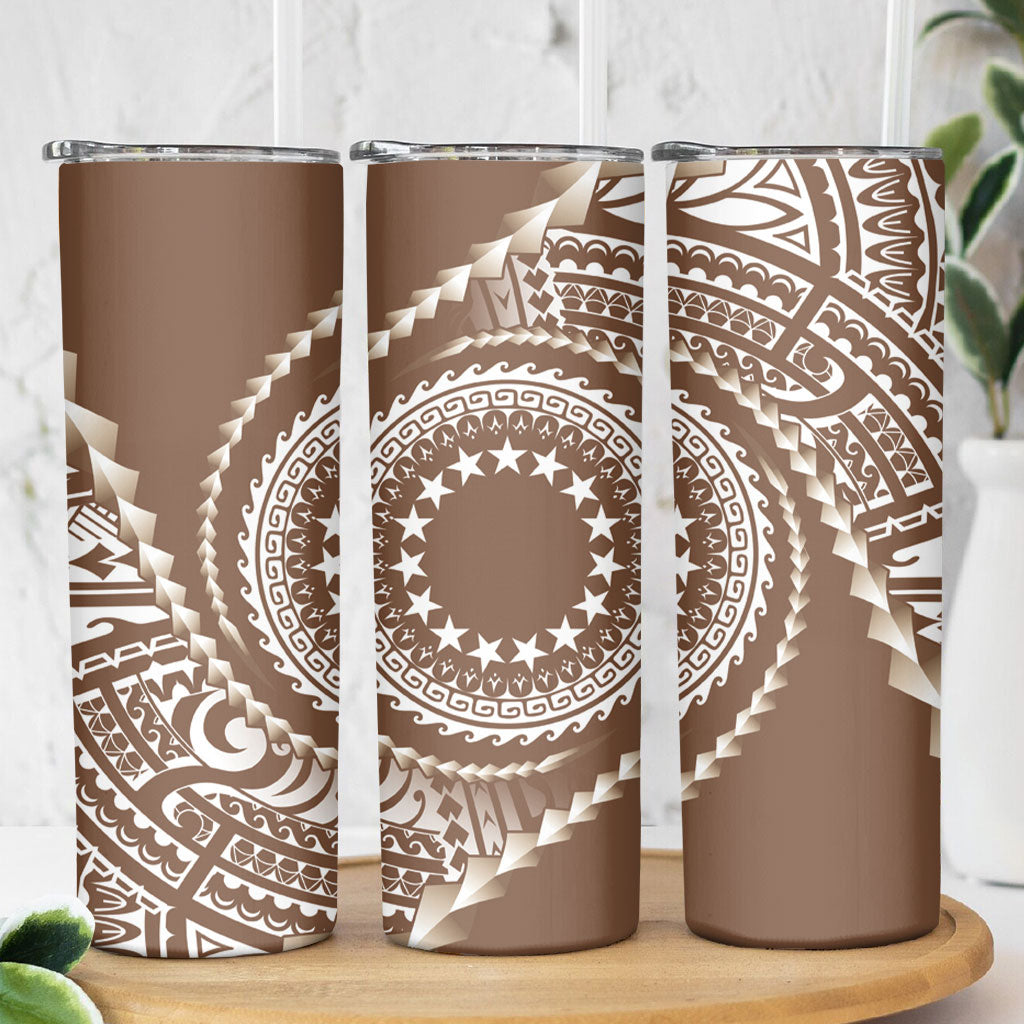 Cook Islands Gospel Day Skinny Tumbler Brown Tribal Curves