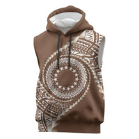 Cook Islands Gospel Day Sleeveless Hoodie Brown Tribal Curves
