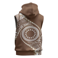 Cook Islands Gospel Day Sleeveless Hoodie Brown Tribal Curves