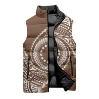 Cook Islands Gospel Day Sleeveless Puffer Jacket Brown Tribal Curves