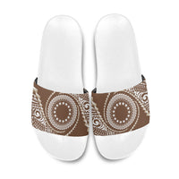 Cook Islands Gospel Day Slide Sandals Brown Tribal Curves