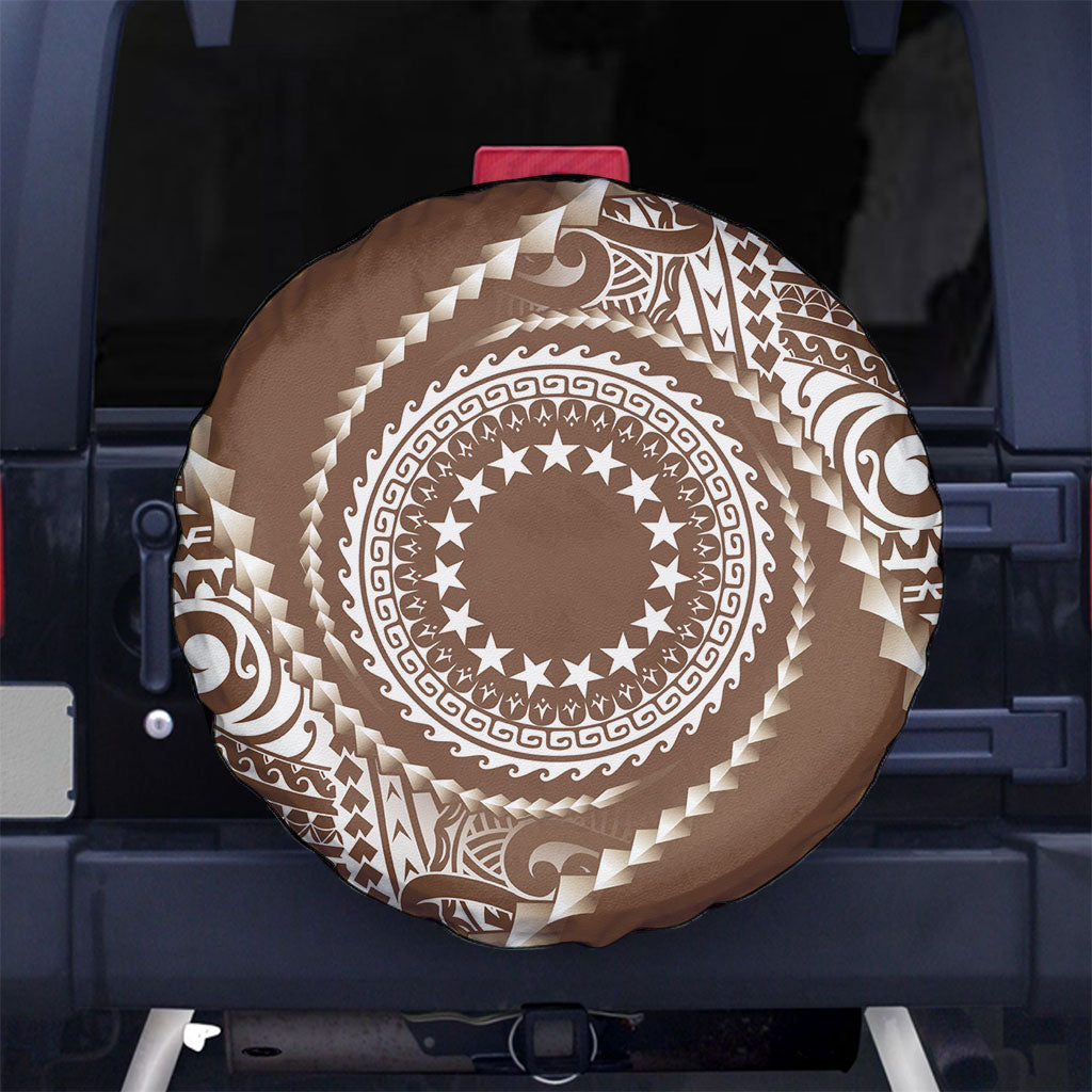 Cook Islands Gospel Day Spare Tire Cover Brown Tribal Curves