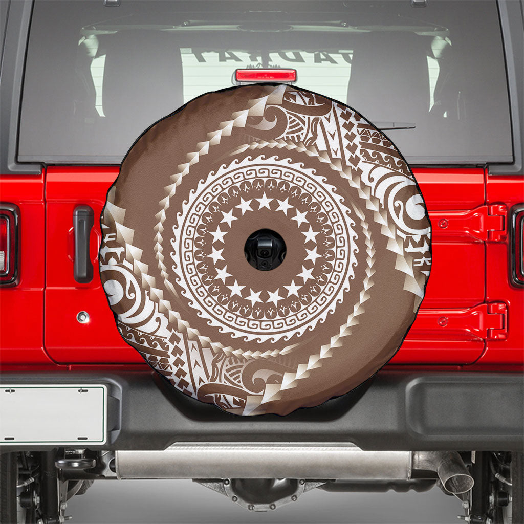 Cook Islands Gospel Day Spare Tire Cover Brown Tribal Curves