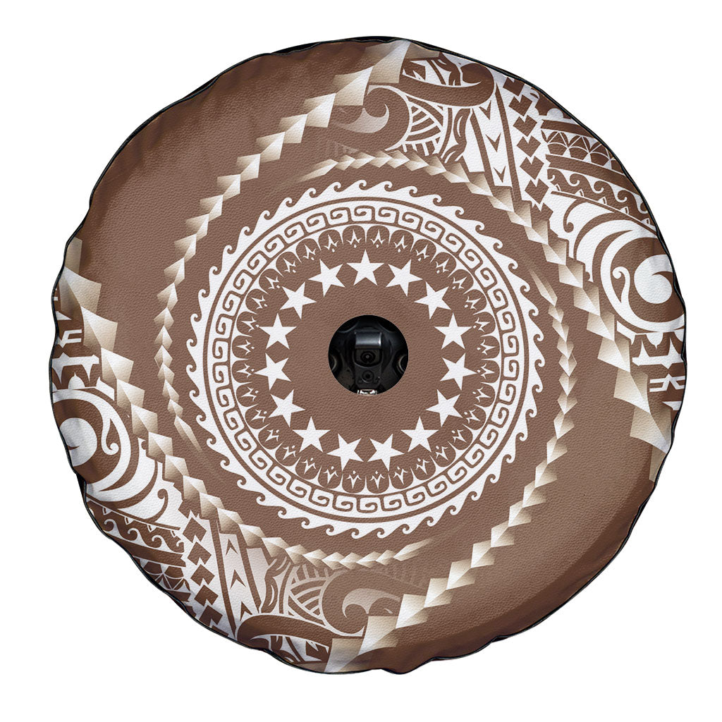 Cook Islands Gospel Day Spare Tire Cover Brown Tribal Curves