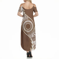 Cook Islands Gospel Day Summer Maxi Dress Brown Tribal Curves