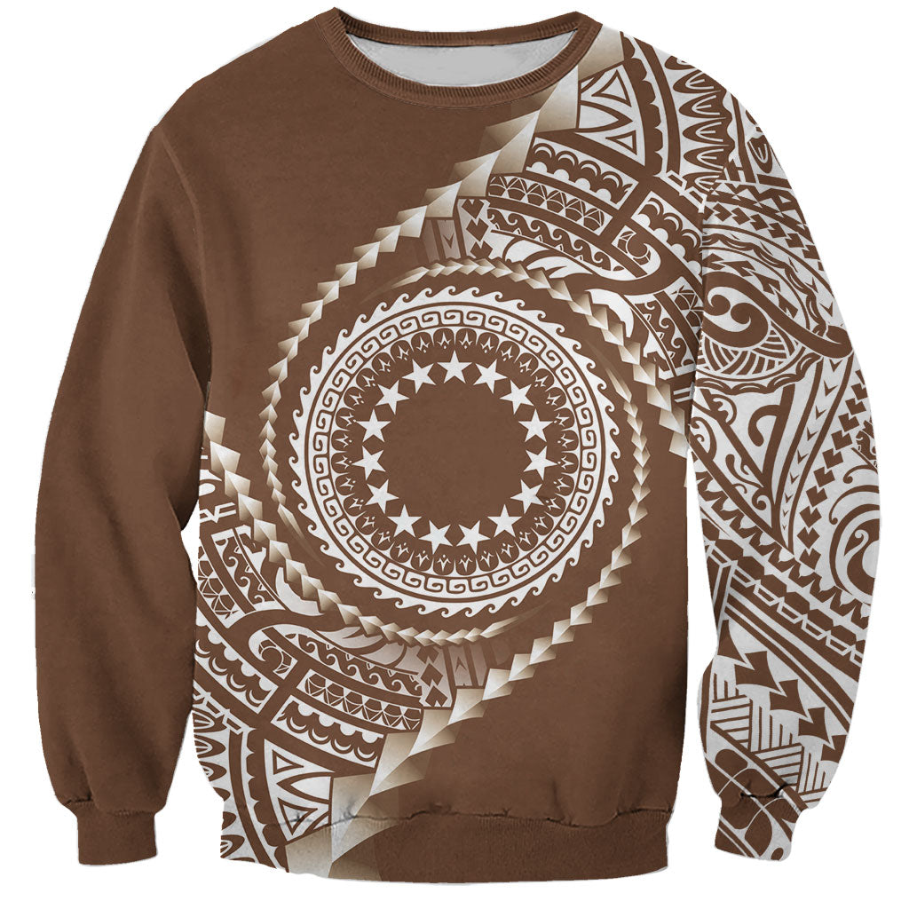 Cook Islands Gospel Day Sweatshirt Brown Tribal Curves