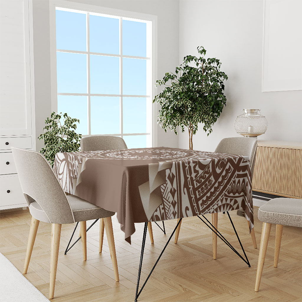 Cook Islands Gospel Day Tablecloth Brown Tribal Curves