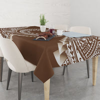 Cook Islands Gospel Day Tablecloth Brown Tribal Curves