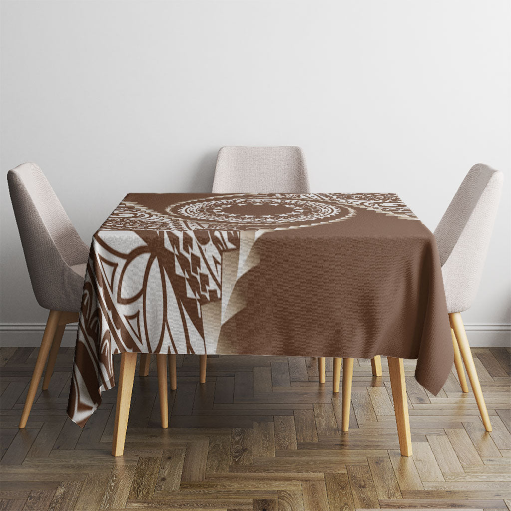 Cook Islands Gospel Day Tablecloth Brown Tribal Curves