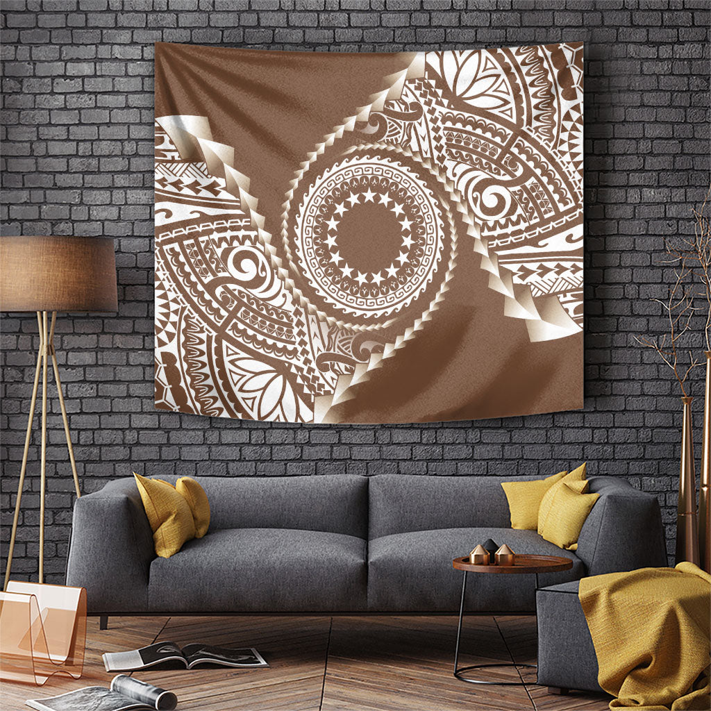 Cook Islands Gospel Day Tapestry Brown Tribal Curves