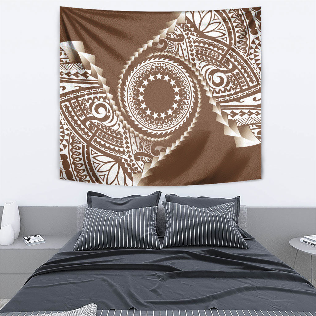 Cook Islands Gospel Day Tapestry Brown Tribal Curves