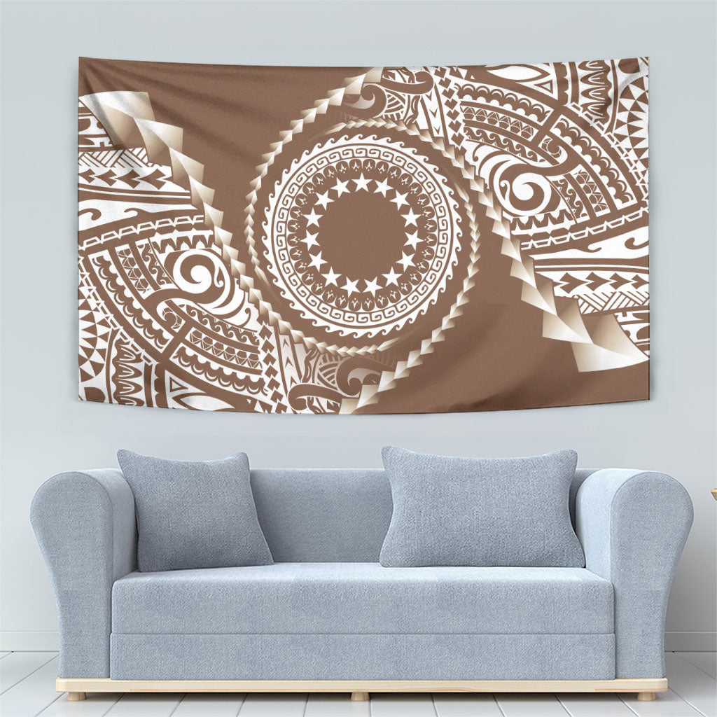 Cook Islands Gospel Day Tapestry Brown Tribal Curves