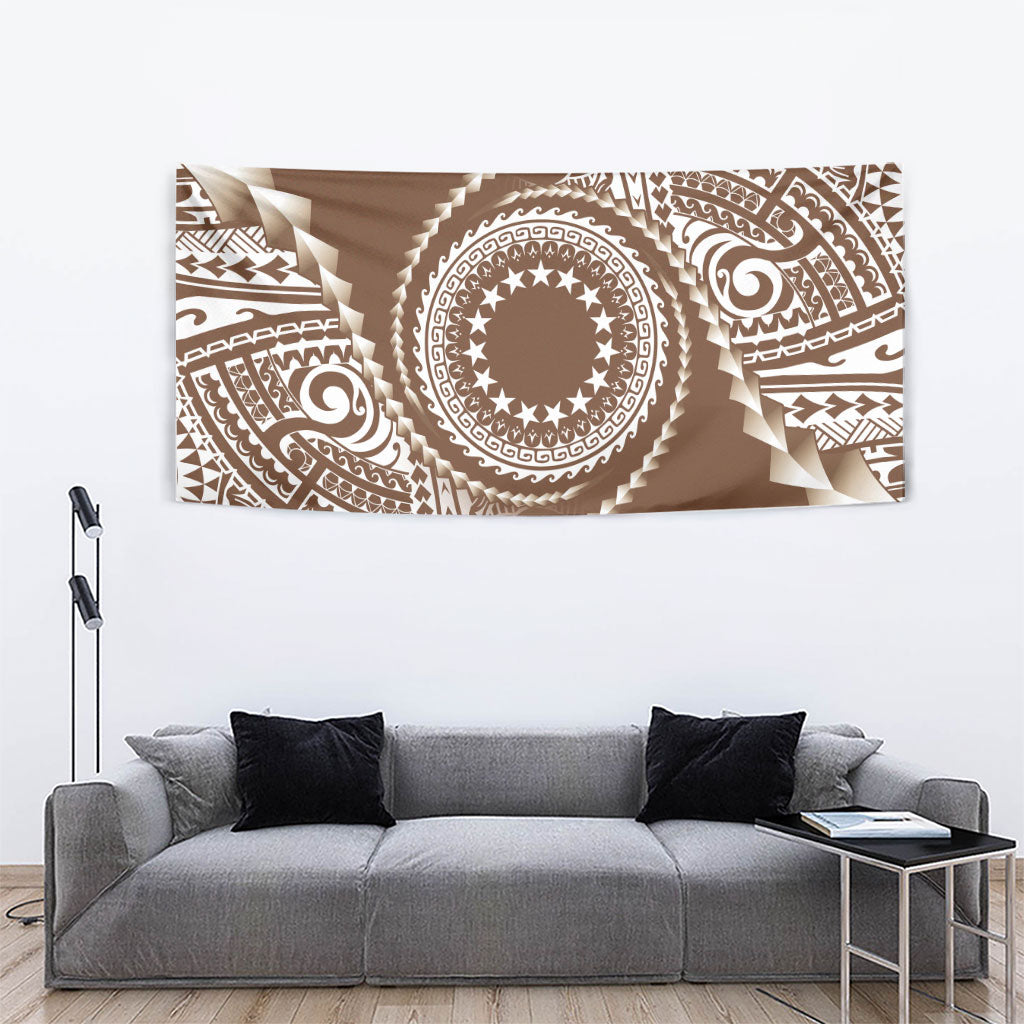 Cook Islands Gospel Day Tapestry Brown Tribal Curves