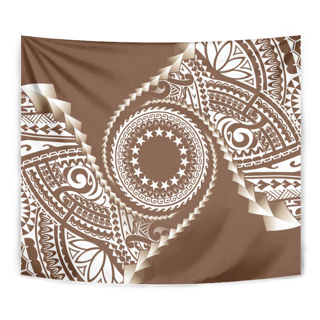 Cook Islands Gospel Day Tapestry Brown Tribal Curves