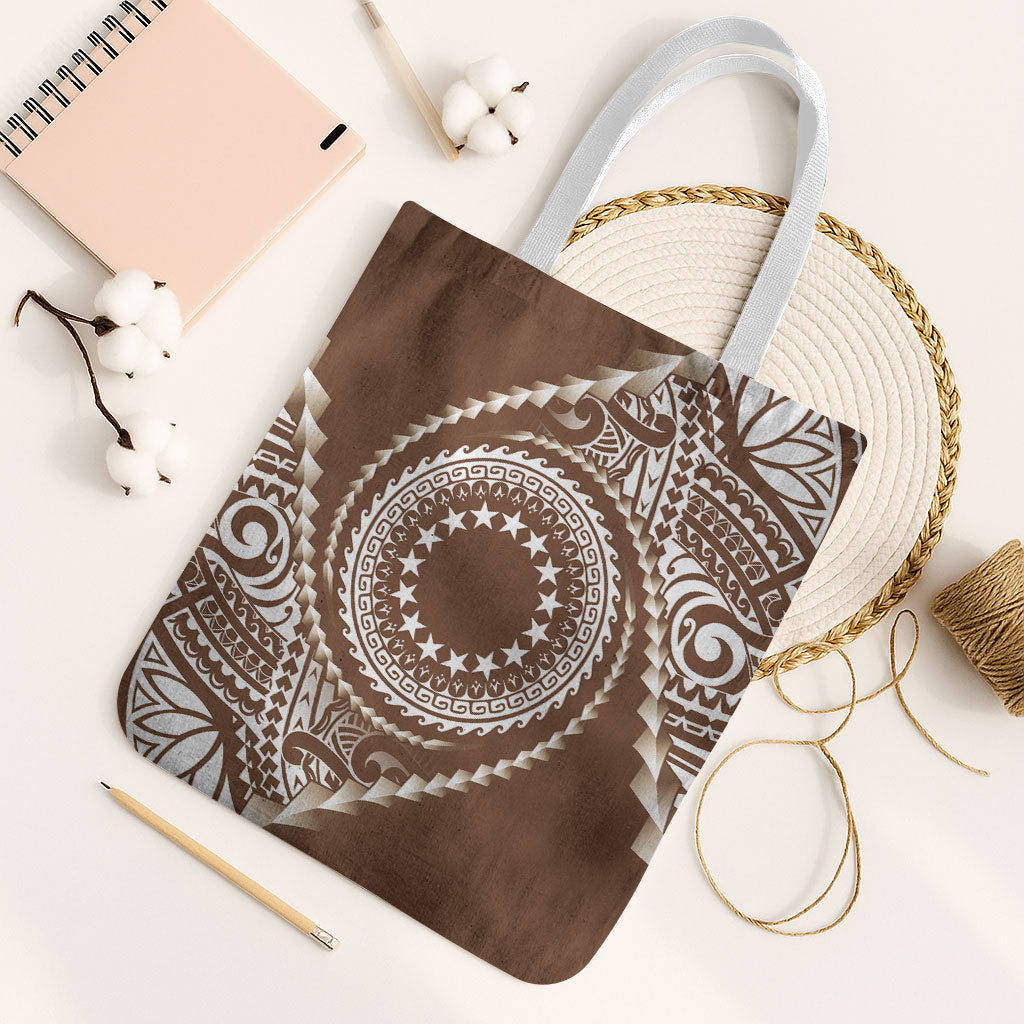 Cook Islands Gospel Day Tote Bag Brown Tribal Curves