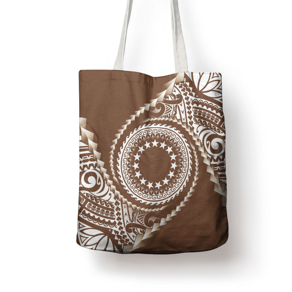 Cook Islands Gospel Day Tote Bag Brown Tribal Curves