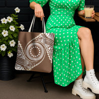 Cook Islands Gospel Day Tote Bag Brown Tribal Curves