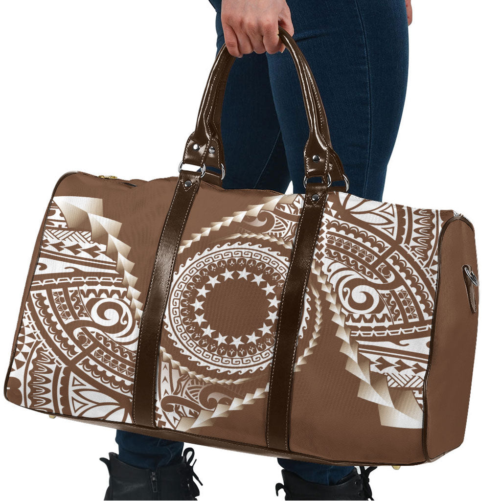 Cook Islands Gospel Day Travel Bag Brown Tribal Curves
