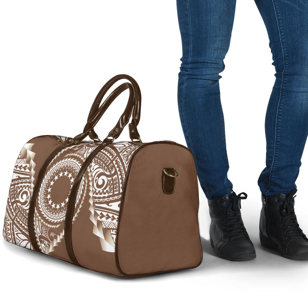 Cook Islands Gospel Day Travel Bag Brown Tribal Curves