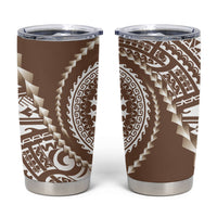 Cook Islands Gospel Day Tumbler Cup Brown Tribal Curves