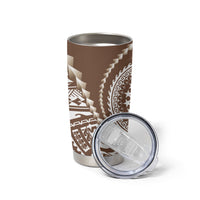 Cook Islands Gospel Day Tumbler Cup Brown Tribal Curves