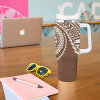 Cook Islands Gospel Day Tumbler With Handle Brown Tribal Curves