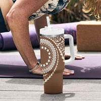 Cook Islands Gospel Day Tumbler With Handle Brown Tribal Curves