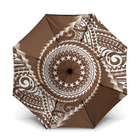 Cook Islands Gospel Day Umbrella Brown Tribal Curves