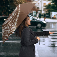 Cook Islands Gospel Day Umbrella Brown Tribal Curves
