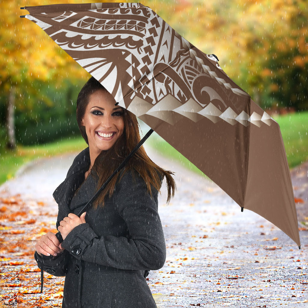 Cook Islands Gospel Day Umbrella Brown Tribal Curves