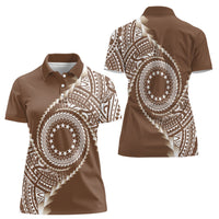 Cook Islands Gospel Day Women Polo Shirt Brown Tribal Curves