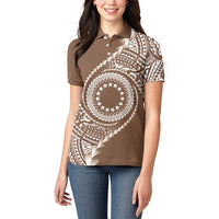 Cook Islands Gospel Day Women Polo Shirt Brown Tribal Curves