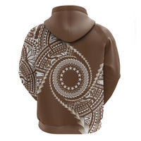 Cook Islands Gospel Day Zip Hoodie Brown Tribal Curves