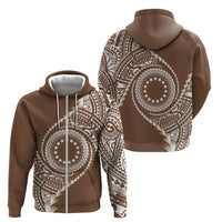 Cook Islands Gospel Day Zip Hoodie Brown Tribal Curves