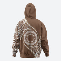 Cook Islands Gospel Day Zip Hoodie Brown Tribal Curves