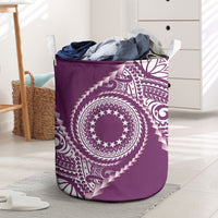 Cook Islands Gospel Day Laundry Basket Maroon Tribal Curves