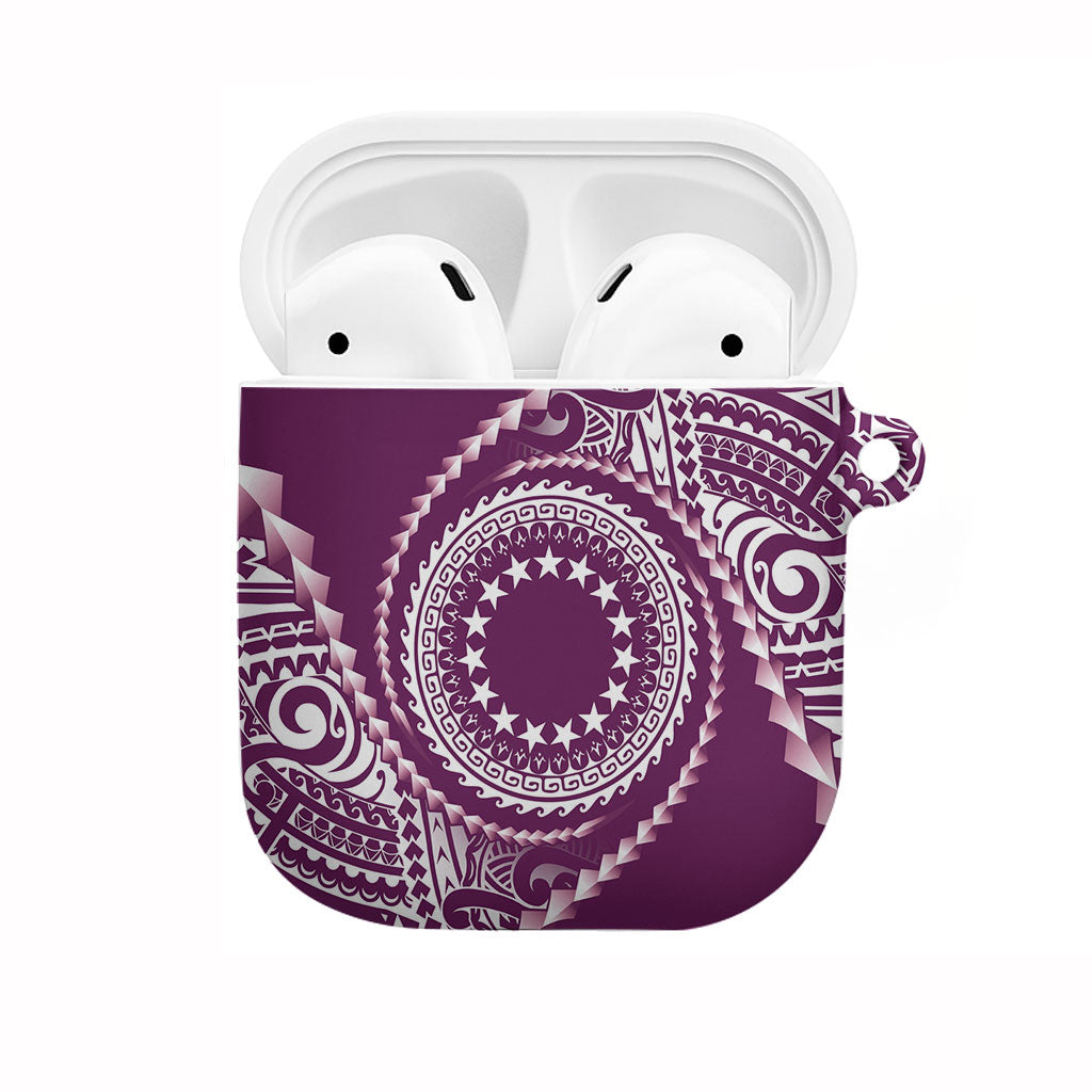 Cook Islands Gospel Day AirPods Case Maroon Tribal Curves LT05 Maroon - Polynesian Pride