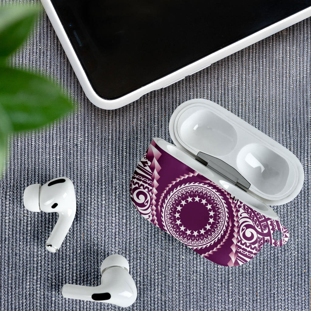 Cook Islands Gospel Day AirPods Case Maroon Tribal Curves