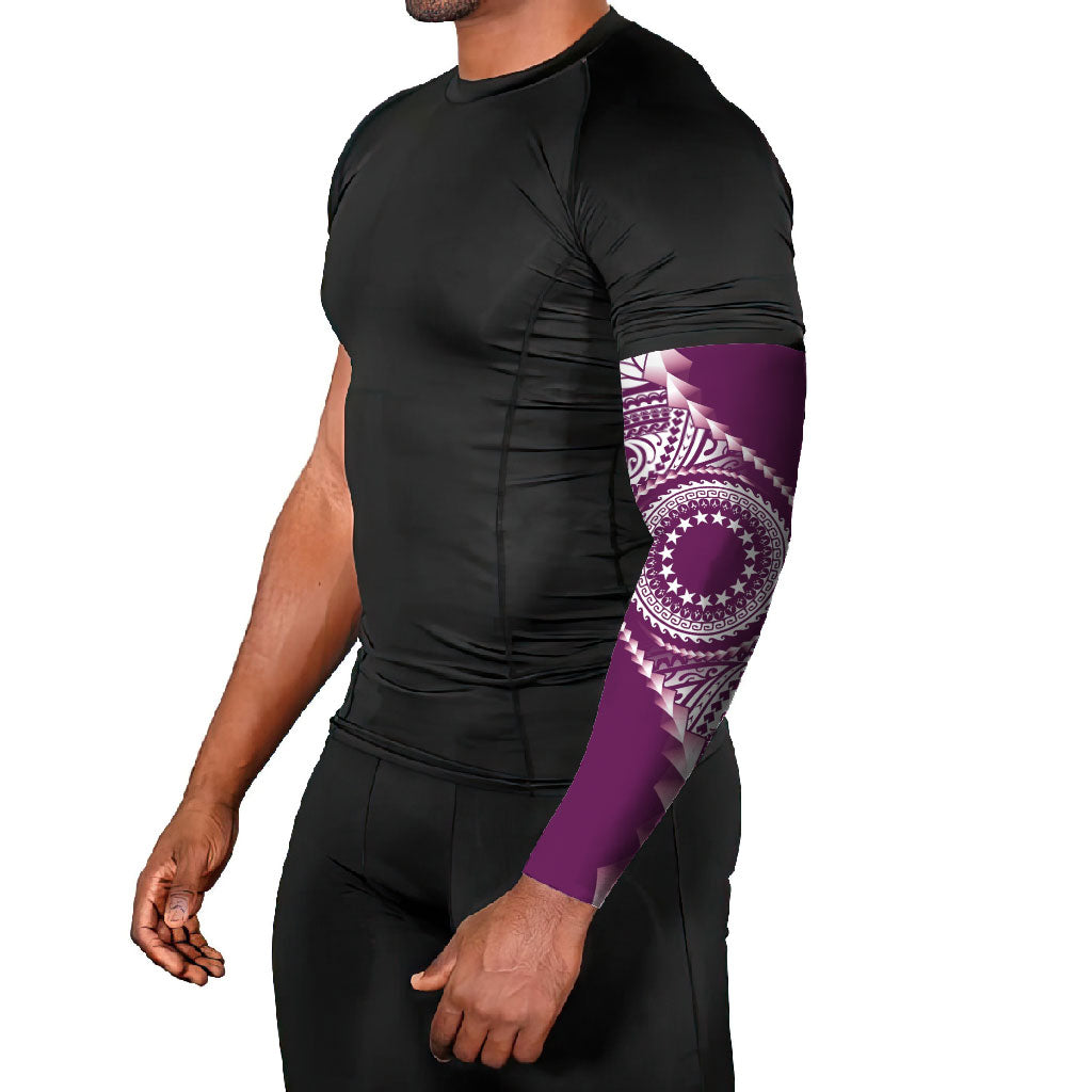 Cook Islands Gospel Day Arm Sleeves Maroon Tribal Curves