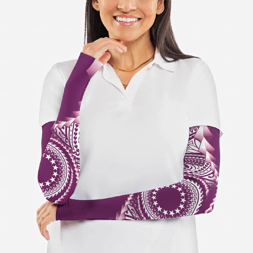 Cook Islands Gospel Day Arm Sleeves Maroon Tribal Curves