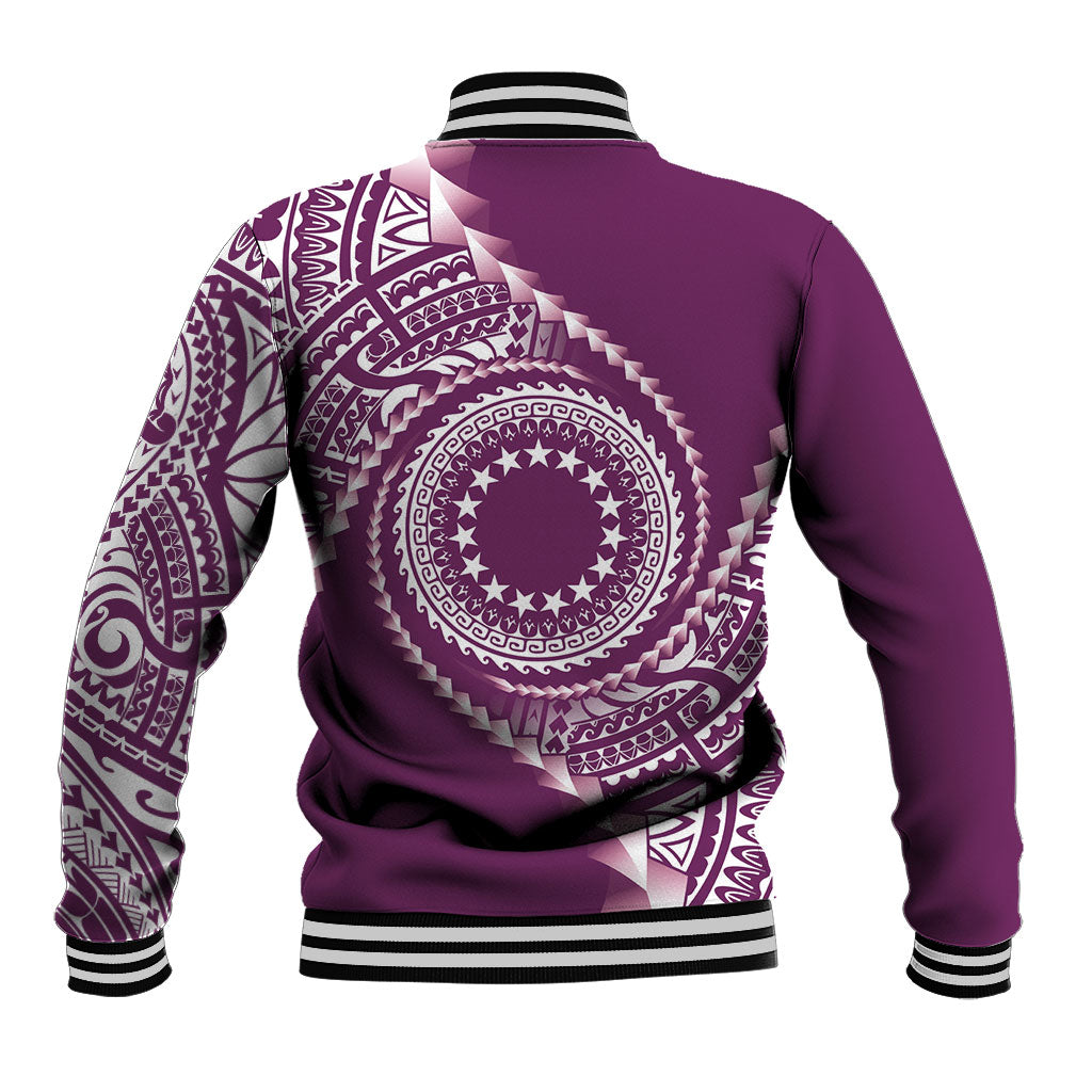 Cook Islands Gospel Day Baseball Jacket Maroon Tribal Curves