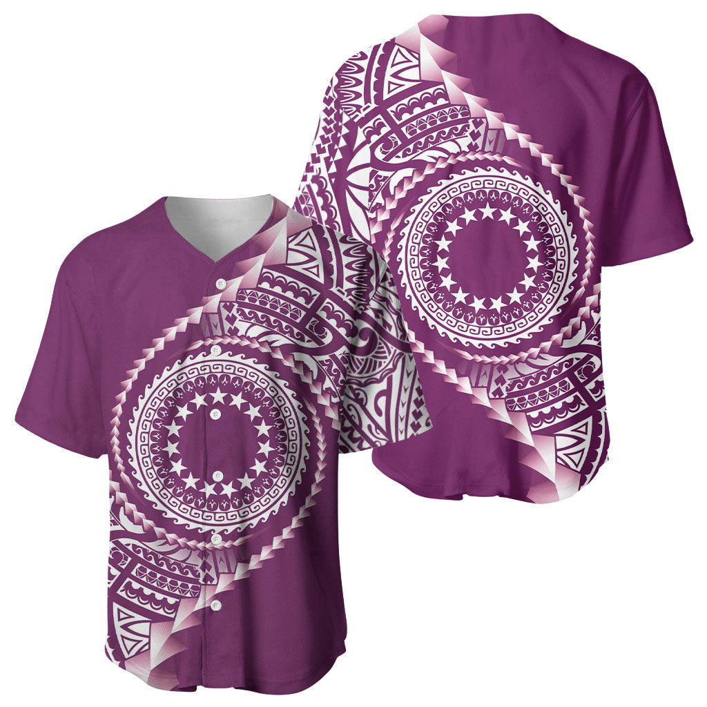 Cook Islands Gospel Day Baseball Jersey Maroon Tribal Curves