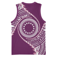 Cook Islands Gospel Day Basketball Jersey Maroon Tribal Curves