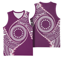 Cook Islands Gospel Day Basketball Jersey Maroon Tribal Curves