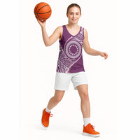 Cook Islands Gospel Day Basketball Jersey Maroon Tribal Curves