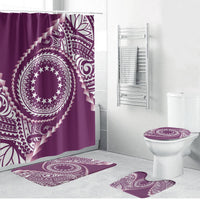 Cook Islands Gospel Day Bathroom Set Maroon Tribal Curves