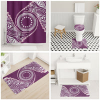 Cook Islands Gospel Day Bathroom Set Maroon Tribal Curves