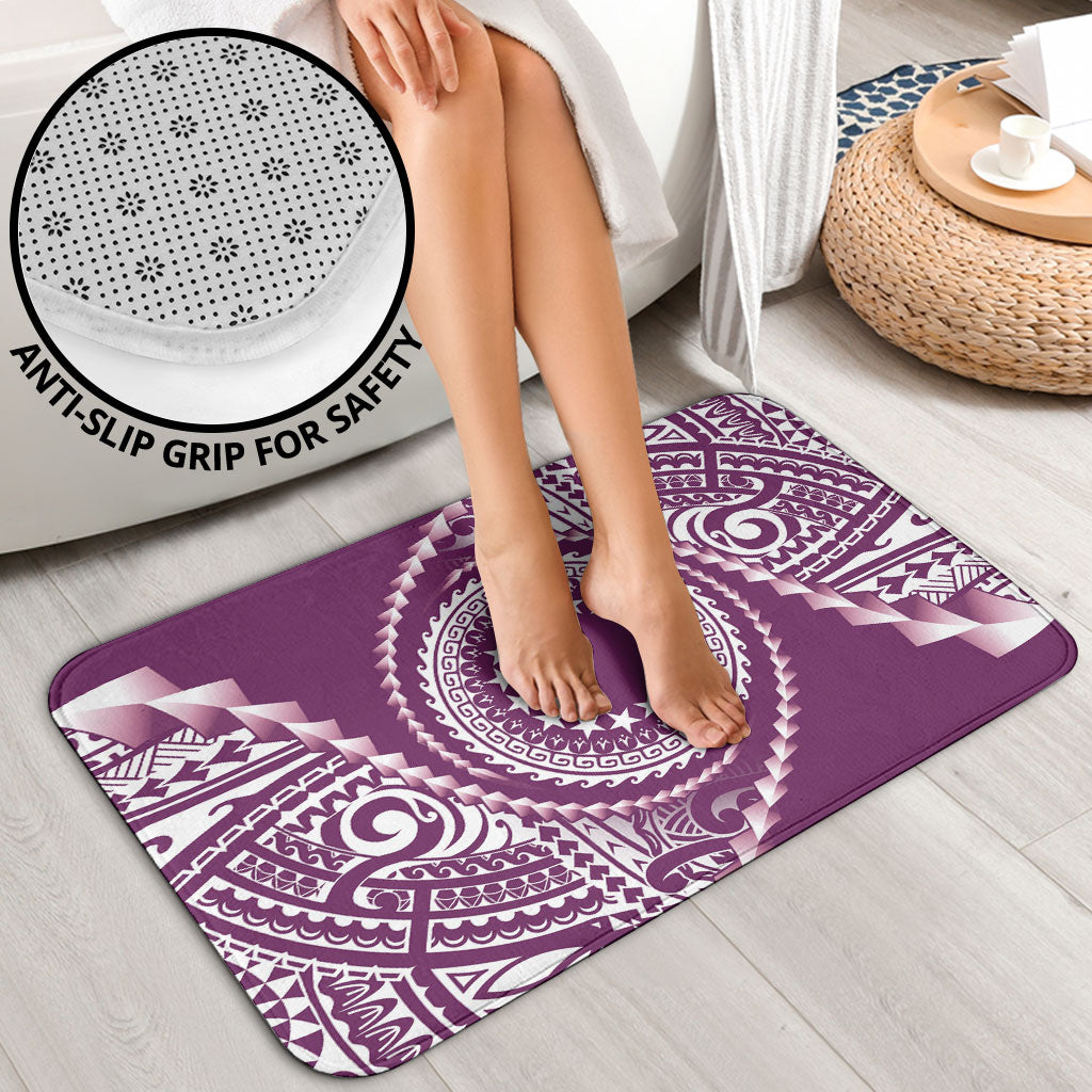 Cook Islands Gospel Day Bathroom Set Maroon Tribal Curves