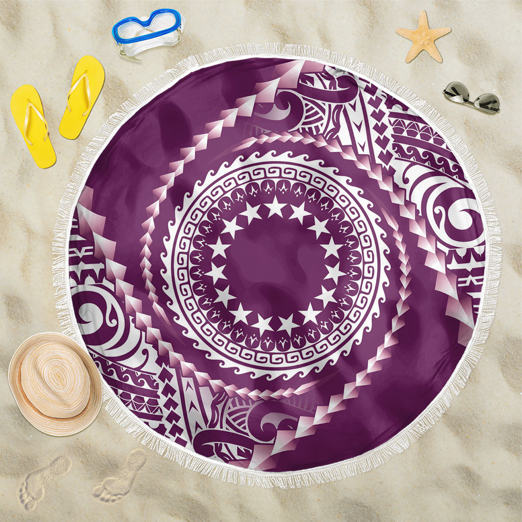 Cook Islands Gospel Day Beach Blanket Maroon Tribal Curves